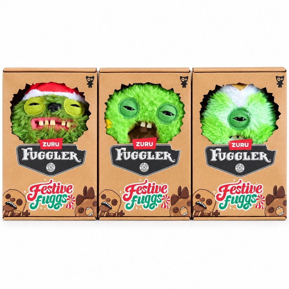 ZURU Fuggler Festive Fuggs Plush 9in Sasquooshmas Tree, Sasquinch, Wreath